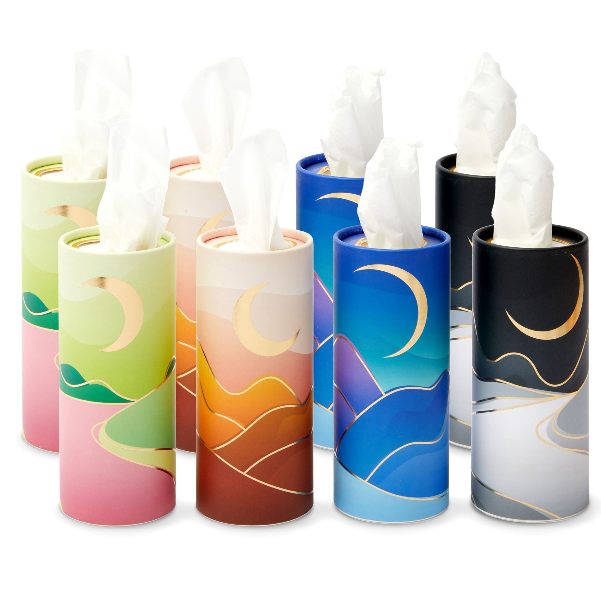 8-Pack Car Tissues Cylinder Boxes - Round Travel Wipes for Car Cup Holder (50 Tissues Per Container)