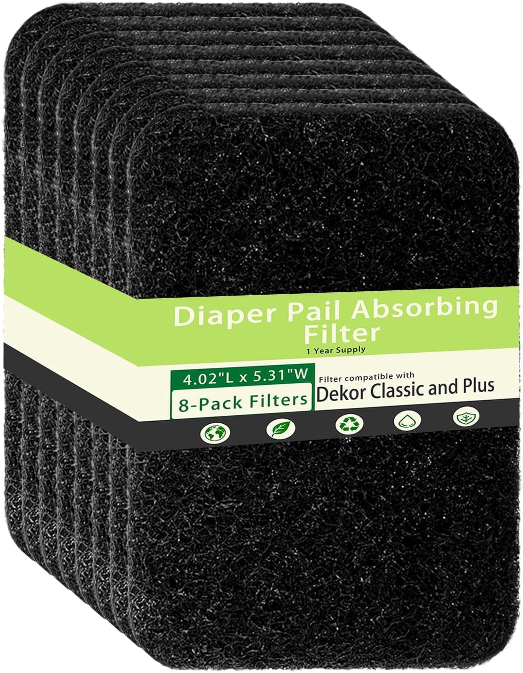 8 Pack Carbon Diaper Pail Deodorizer Filter,Odor Absorber Activated Carbon Filter Compatible with Dekor Classi/Plus Diaper Pail,Keeping House Air