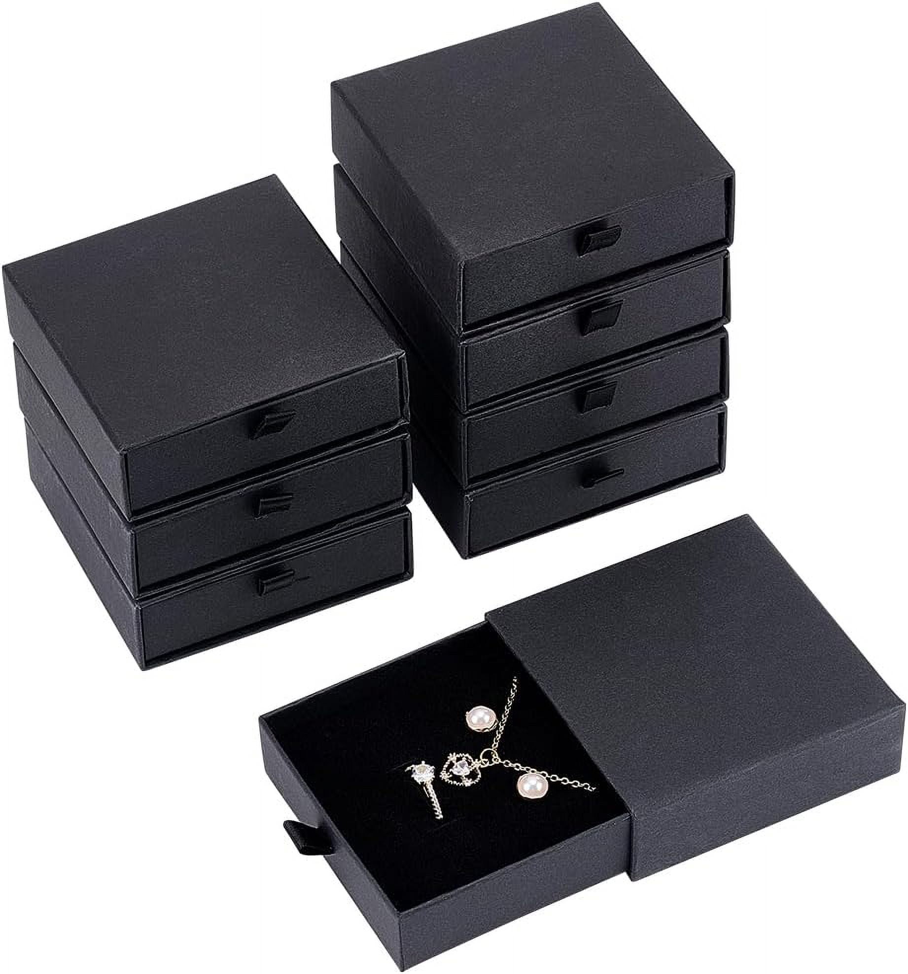 8 Pack Cardboard Jewelry Boxes 3.5x3.5x1 Inch Black Jewelry Gift Boxes ...