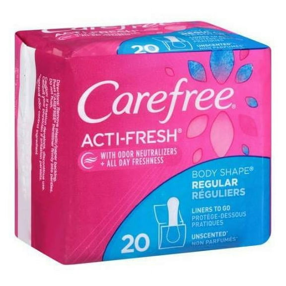 8 Pack Carefree Acti-Fresh Body Shape Regular To-Go Unscented Panty Liners 20 Ea