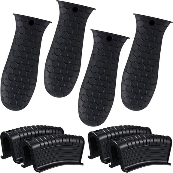 8 Pack Cast Iron Handle Cover, Silicone Hot Handle Holder, Assist Handle Holder, Non-Slip Pot Holder Sleeve, Pot Handle Covers Heat Resistant Potholder Cookware Silicone Cast Iron Handle Cover C65