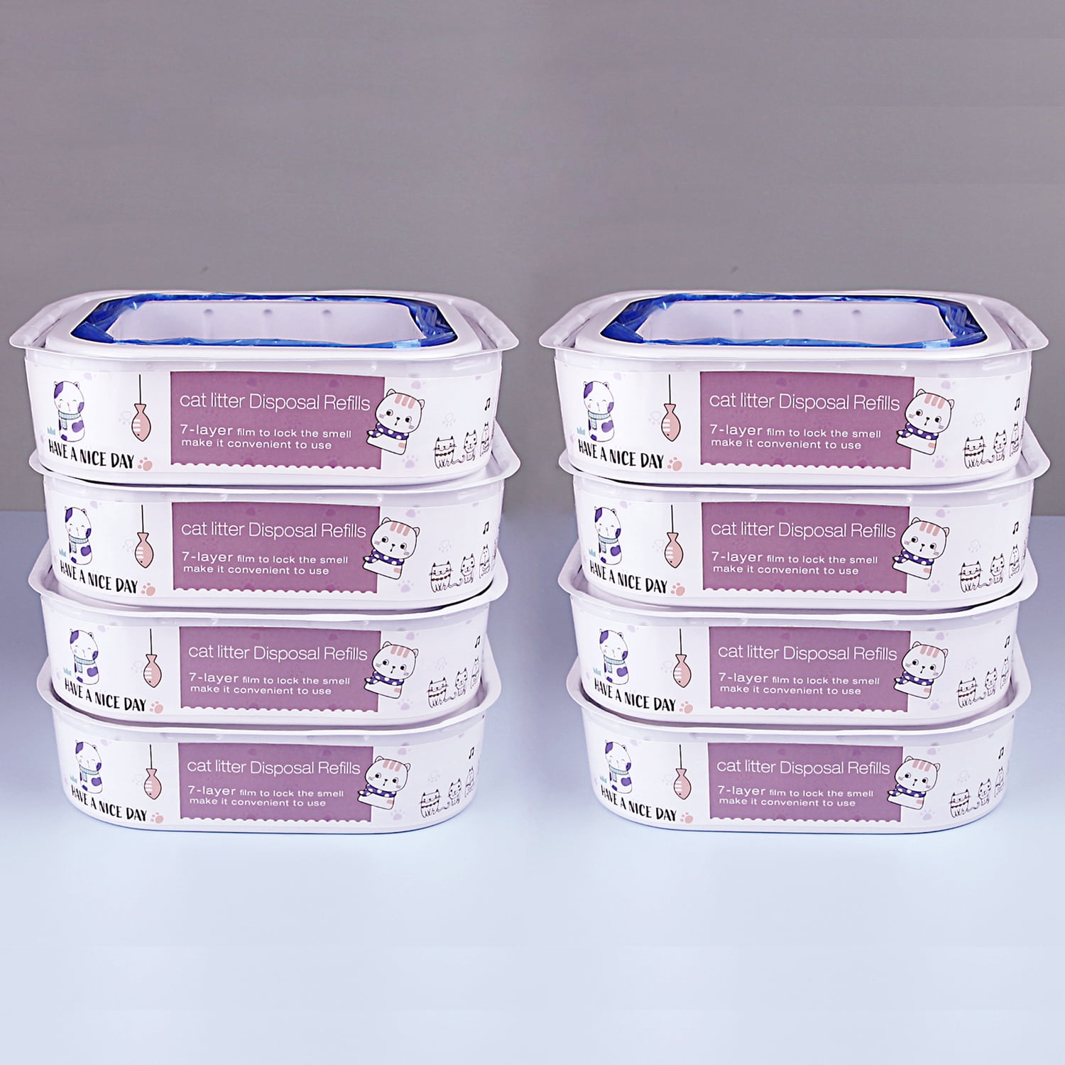 8 Pack Cat Litter Refill Bags Compatible with Your Litter Genie Refill Bags Standard Pail，Plus