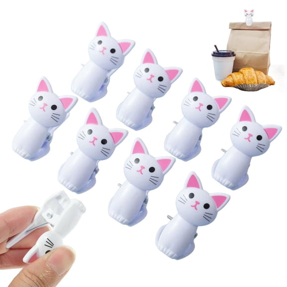 8 Pack Cat Shaped Food Bag Clips, Airtight Snack Sealer for Kitchen & Cereal Storage, Cute Multifunctional Chip Clips