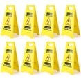 thumbnail image 1 of 8-Pack Caution Wet Floor Sign,17.5" Height,Bright Yellow Double-Sided Folding A-Shaped Frame Design, Bilingual Caution Message, 1 of 6