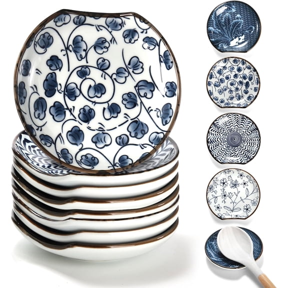 8 Pack Ceramic Spoon Rest, 4.8" Cooking Spoon Holder for Stove Top, Heat-Resistant Kitchen Counter Ladle Dish, Utensil Rest Set for Pasta Coffee Spoon Spatula Tongs Sauce, Housewarming Gifts