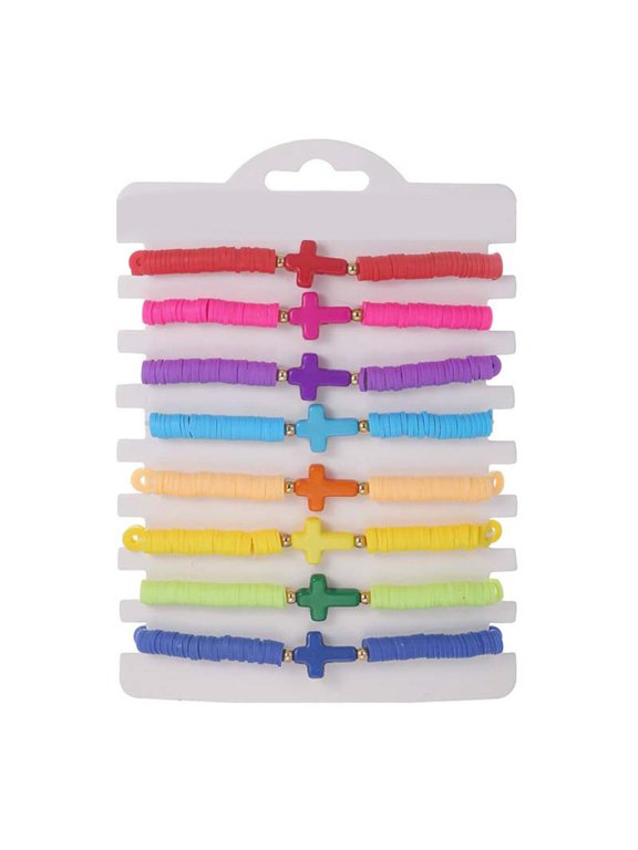 8 Pack Charm Bracelets Adjustable Elastic Rope Bracelets Hand Jewelry Bracelets Set for