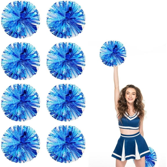 8 Pack Cheerleading pom poms,Cheer pom poms Sports Dance Cheer Plastic Pom Poms Cheerleading for Sports Team Spirit Cheering (Colorful+Blue)
