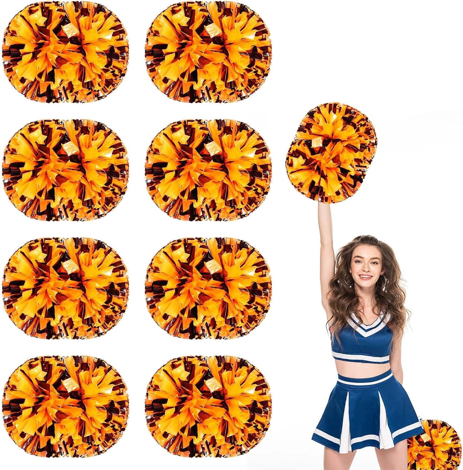 8 Pack Cheerleading pom poms,Handheld Cheer pom poms, Sports Cheer Plastic Pom Poms Cheerleading for Sports Team Spirit Cheering (Black+Green)