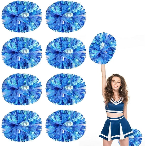 8 Pack Cheerleading pom poms,Handheld Cheer pom poms, Sports Cheer Plastic Pom Poms Cheerleading for Sports Team Spirit Cheering (Colorful+Blue)