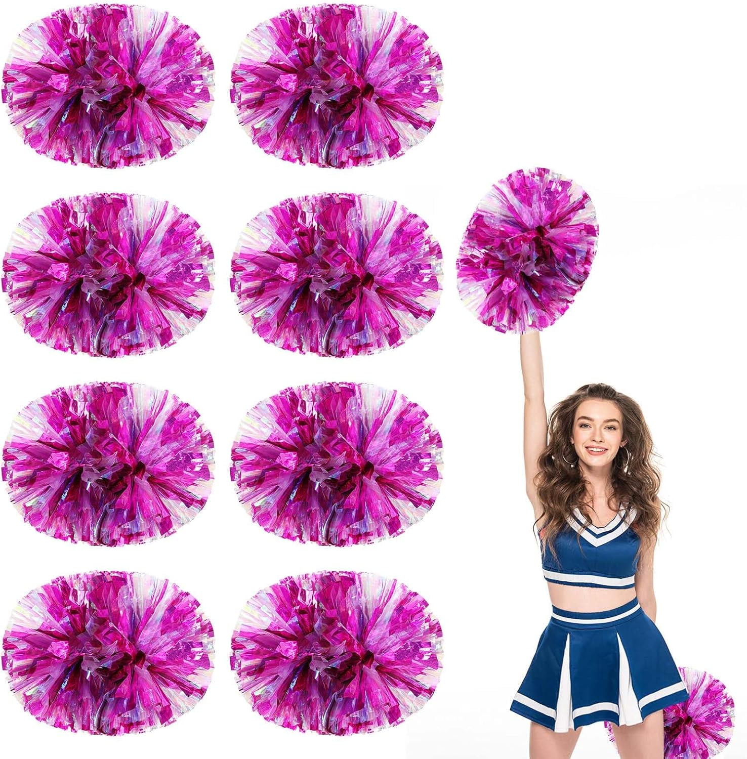 8 Pack Cheerleading pom poms,Handheld Cheer pom poms, Sports Cheer Plastic Pom Poms Cheerleading for Sports Team Spirit Cheering (Colorful+Blue)