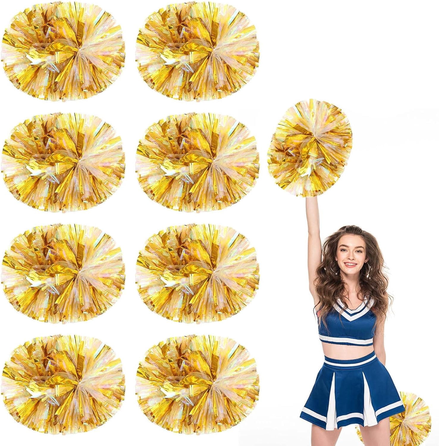 8 Pack Cheerleading pom poms,Handheld Cheer pom poms, Sports Cheer Plastic Pom Poms Cheerleading for Sports Team Spirit Cheering (Colorful+Blue)