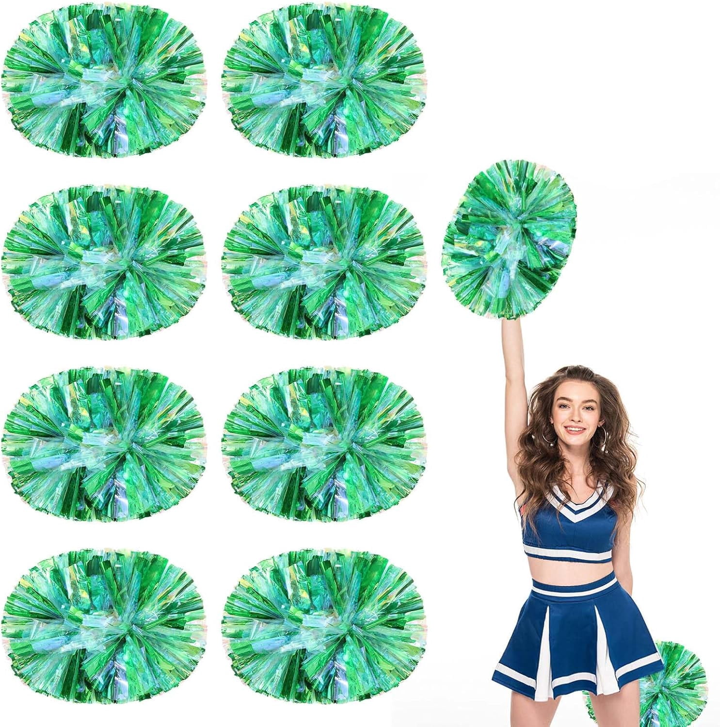 8 Pack Cheerleading pom poms,Handheld Cheer pom poms, Sports Cheer Plastic Pom Poms Cheerleading for Sports Team Spirit Cheering (Colorful+Blue)