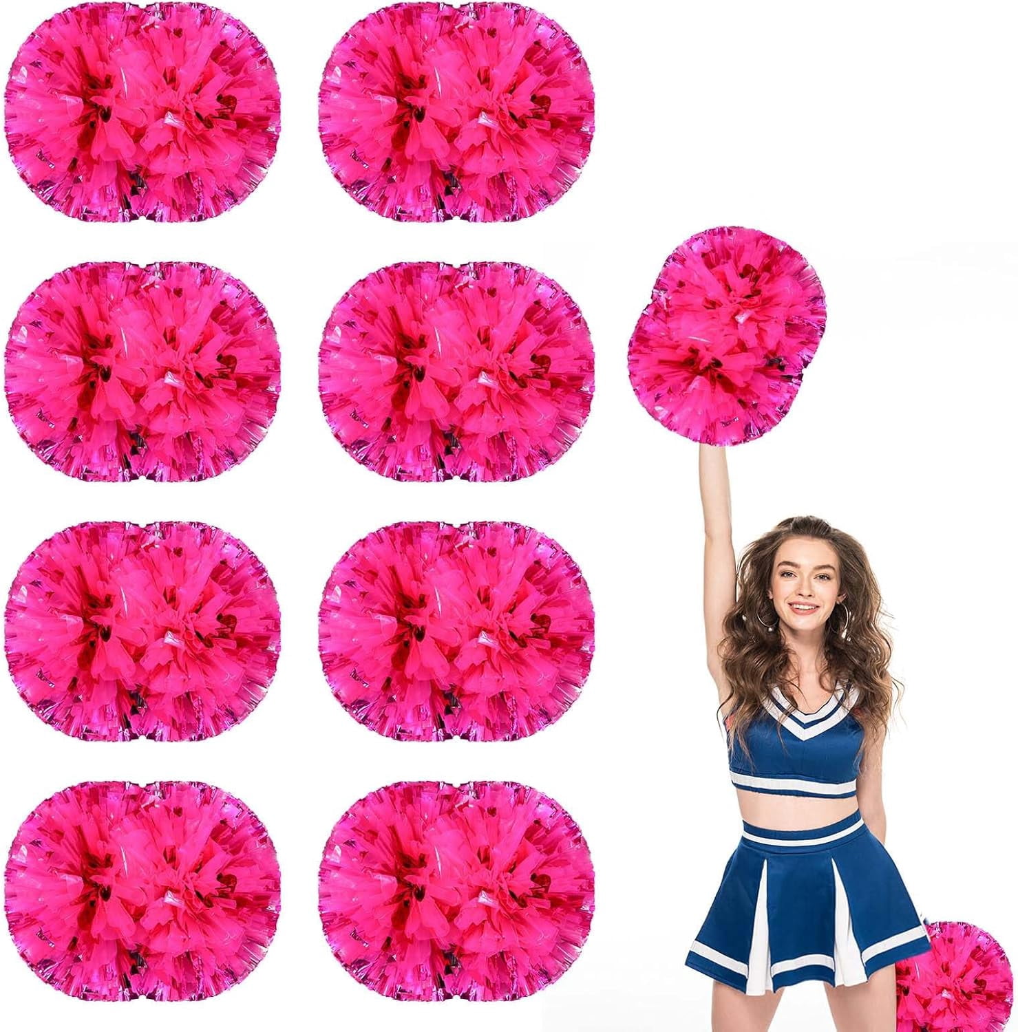 8 Pack Cheerleading pom poms,Handheld Cheer pom poms, Sports Cheer Plastic Pom Poms Cheerleading for Sports Team Spirit Cheering (Mixed Blue)