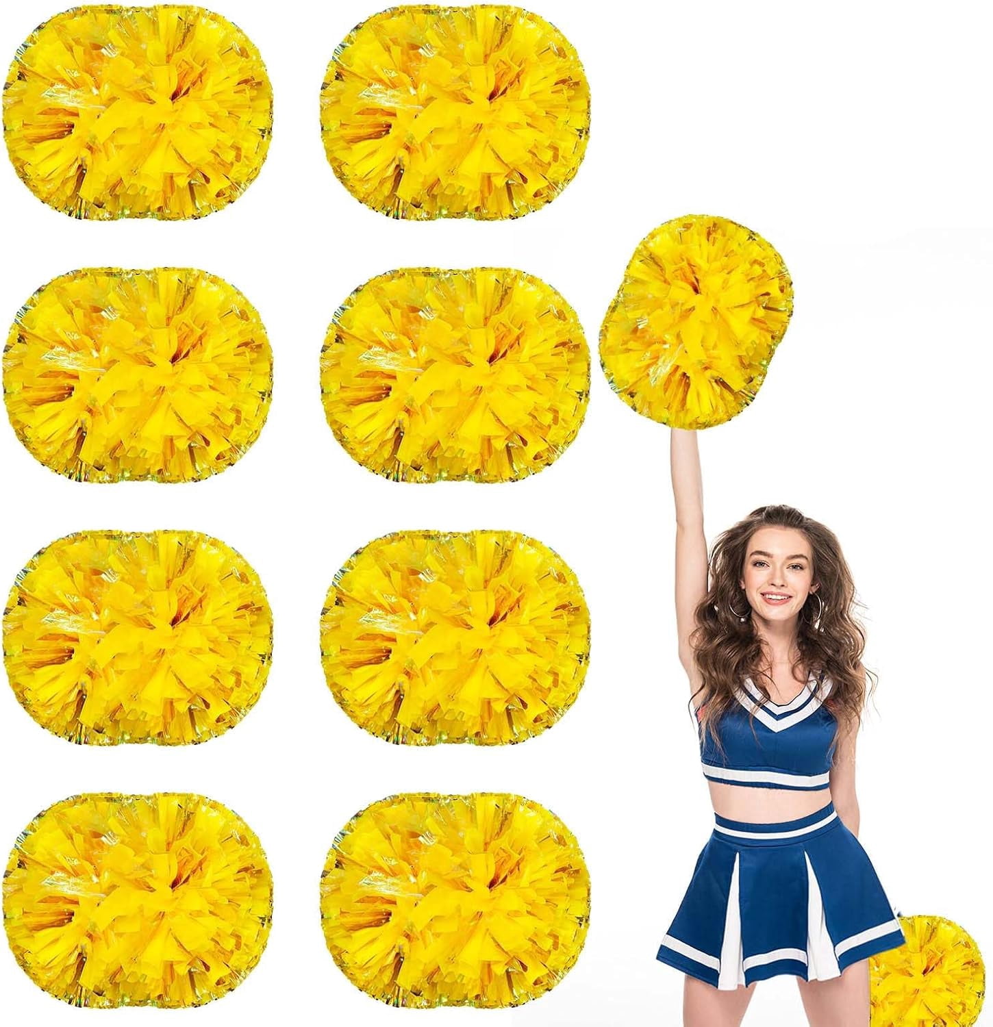 8 Pack Cheerleading pom poms,Handheld Cheer pom poms, Sports Cheer Plastic Pom Poms Cheerleading for Sports Team Spirit Cheering (Mixed Blue)