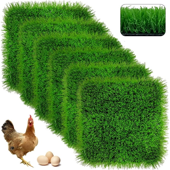 6 Pack Chicken Nesting Pads-12×12",Washable Thicken Artificia Grass Nesting Box Liners Pee Pads Reusable Laying Eggs Bedding for Chickens Coop Pet Outdoor Indoor