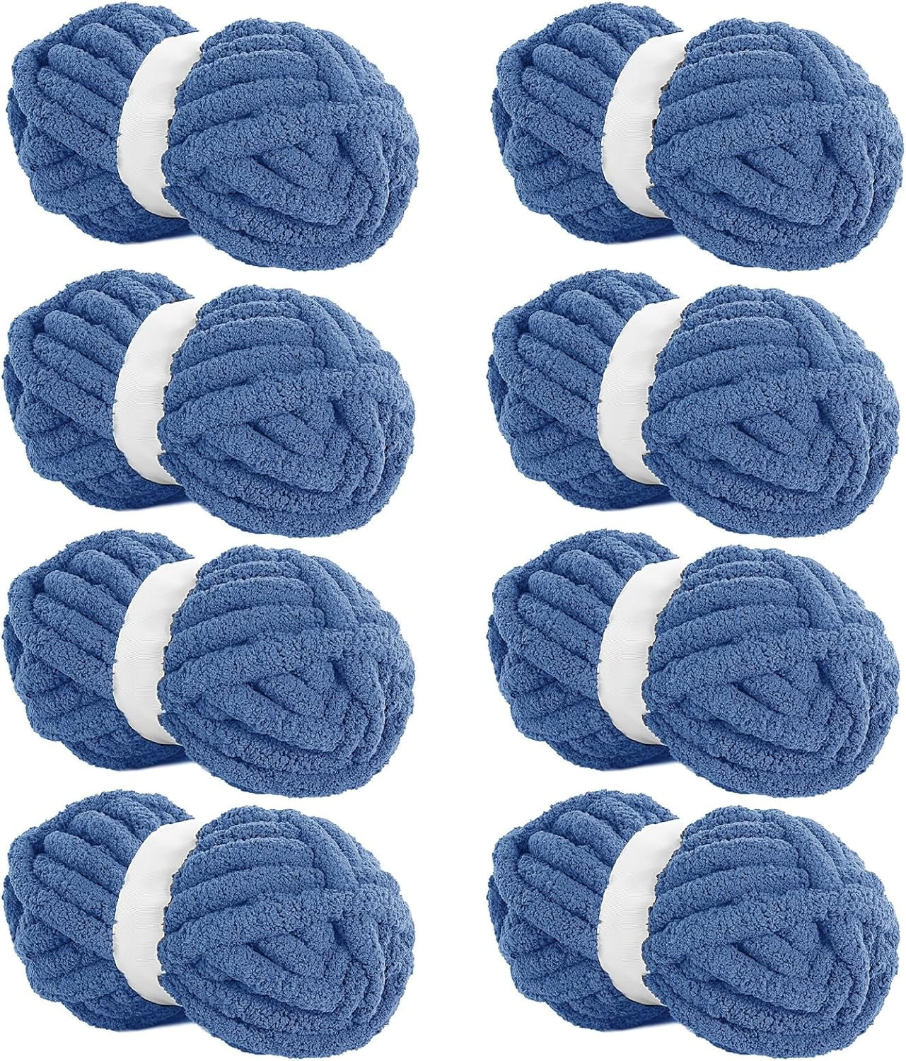 8 Pack Chunky Chenille Yarn - Super Soft Bulky Knitting Yarn for Blankets Scarf DIY, 8oz/27yds per Skein, Fluffy Plush Yarn for Crochet & Hand Knitting