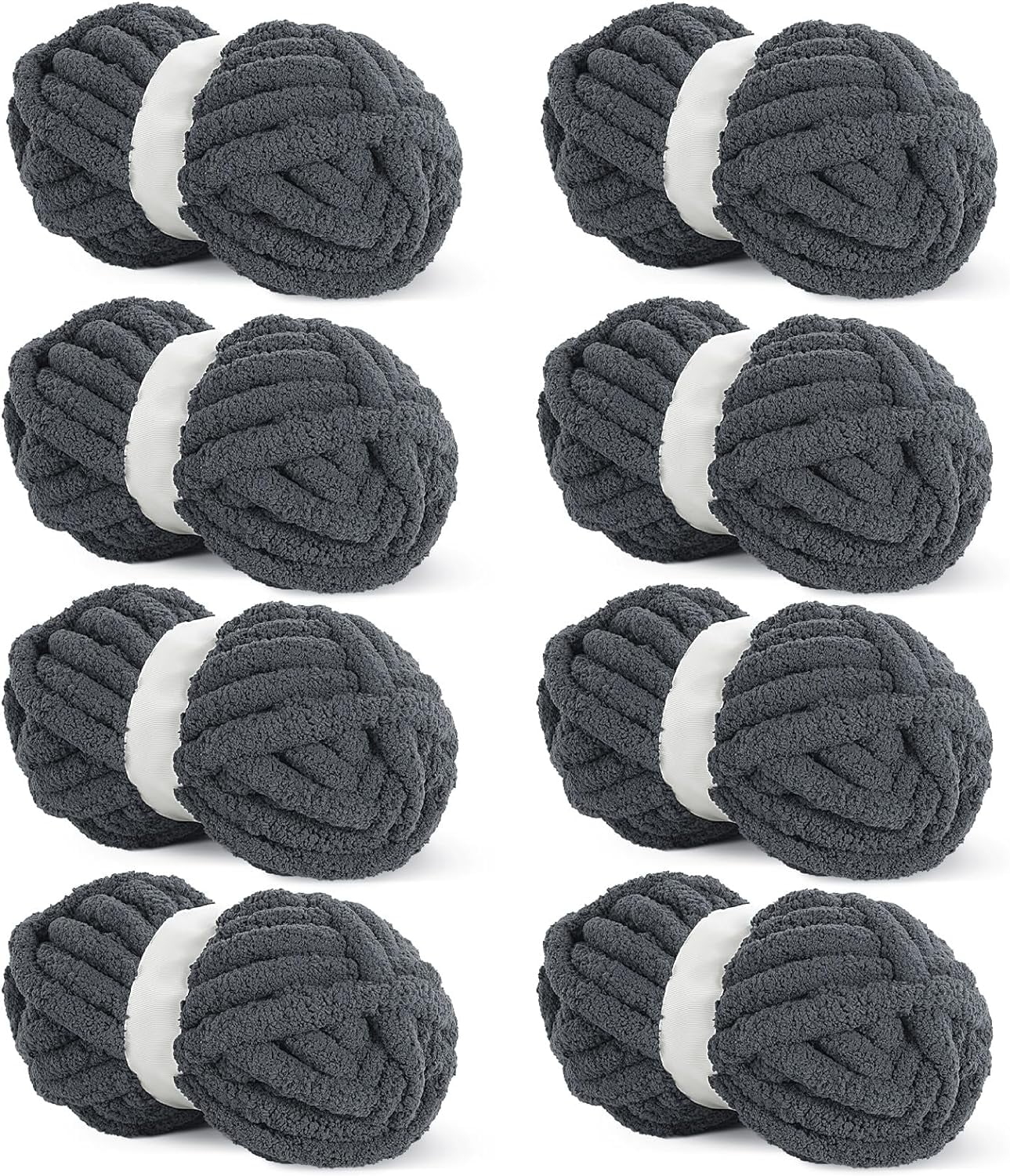 8 Pack Chunky Chenille Yarn - Super Soft Bulky Knitting Yarn for Blankets Scarf DIY, 8oz/27yds per Skein, Fluffy Plush Yarn for Crochet & Hand Knitting