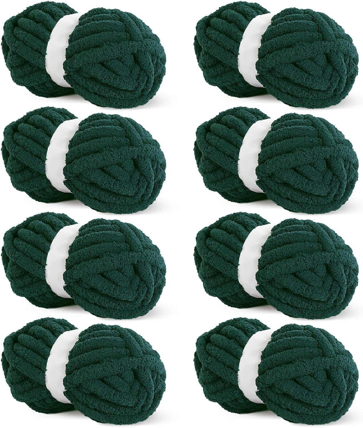 8 Pack Chunky Chenille Yarn - Super Soft Bulky Knitting Yarn for Blankets Scarf DIY, 8oz/27yds per Skein, Fluffy Plush Yarn for Crochet & Hand Knitting