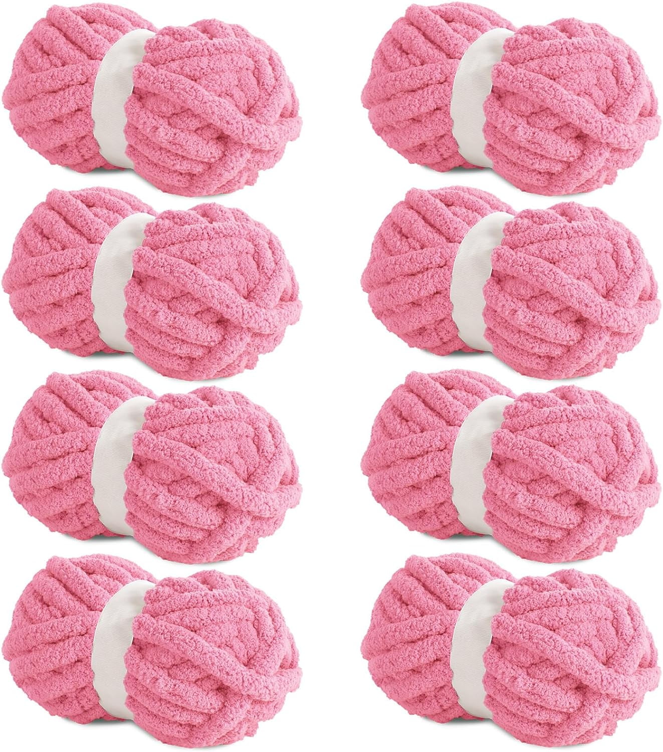 8 Pack Chunky Chenille Yarn - Super Soft Bulky Knitting Yarn for Blankets Scarf DIY, 8oz/27yds per Skein, Fluffy Plush Yarn for Crochet & Hand Knitting