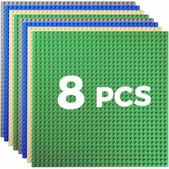 8 Pack Classic Baseplates Building Base Plates for Building Bricks 100% Compatible with Major Brands-Baseplates 10" x 10",