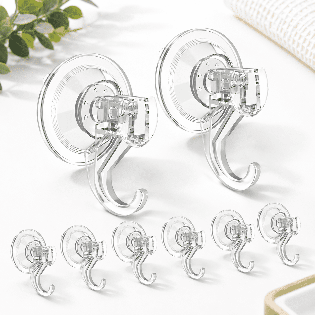 8 Pack Clear Heavy Duty Suction Cup Hooks For Shower, Front Door ...