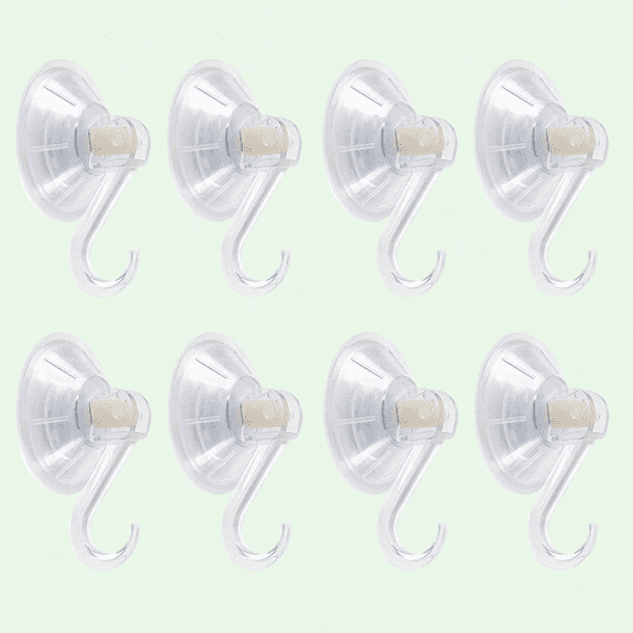 8-Pack Clear Plastic Suction Cup Hooks, Extra Strong and Durable Vacuum Power Lock Hooks for Bathroom Kitchen Window Shower