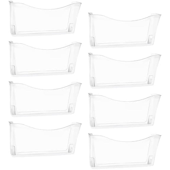 8 Pack Clear Single Pocket Hanging File Organizer, Plastic Wall Mount Paper Mails Magazines Holder, Mounted Folder Bins for Office, School and Home, 13.85x3.14x6.88 inches