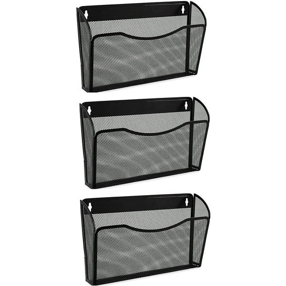 8 Pack Clear Single Pocket Hanging File Organizer, Plastic Wall Mount Paper Mails Magazines Holder, Mounted Folder Bins for Office, School and Home, 13.85x3.14x6.88 inches