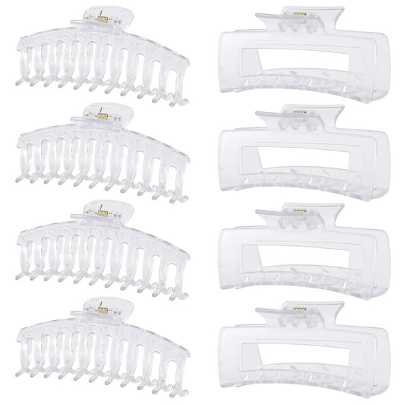 8 Pack ClearHair Clips for Women 4.3 Inch Large Hair Claw Clips for Women Thin Thick Curly Hair, Big Banana Clips,Strong Hold jaw clips