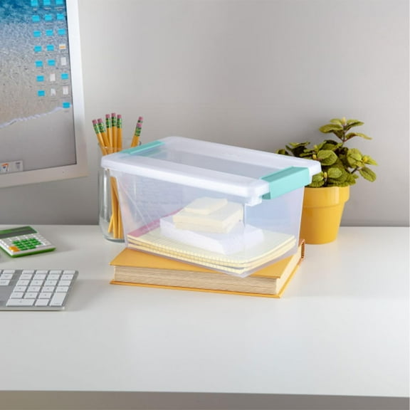 8-Pack Clip Box Stackable Clear Plastic Storage Bins with Latching Lids for Home Office Organization