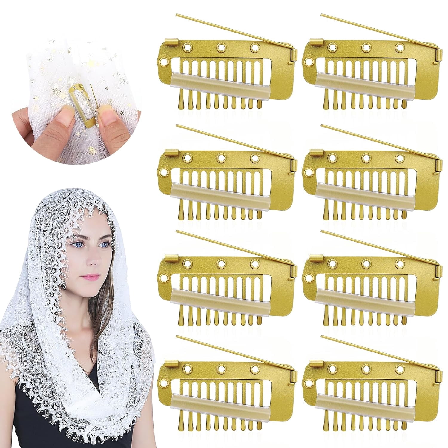 8 Pack Clips with Safety Pins, Strong Chunni Grip Dupatta Setting Clips ...