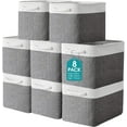 thumbnail image 1 of 8 Pack Collapsible Storage Bins Fabric Storage Bins Polyester Fabric Baskets with Handles Linen Closet Organizer for Shelf Home Closet Towels Toys(17 x 12 x 15 in,Gray White), 1 of 12