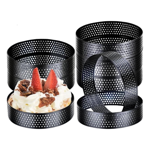 8 Pack Commercial Tart Molds 3.94 Inch Round Non Deforming Cake Baking Tool