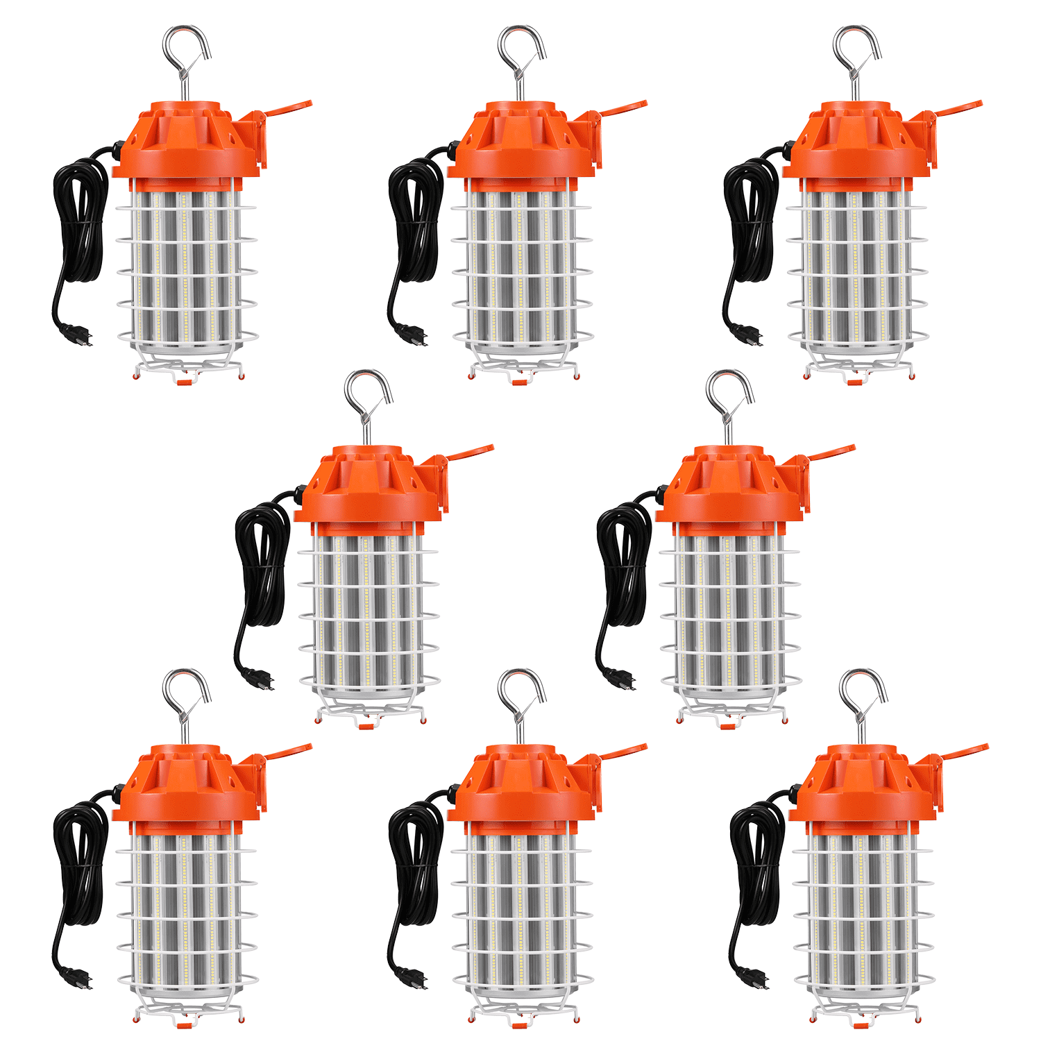 8 Pack Connectable LED Work Light, IP64 Waterproof, Spring Loaded Hook for Garage, Construction, Emergency, Camping