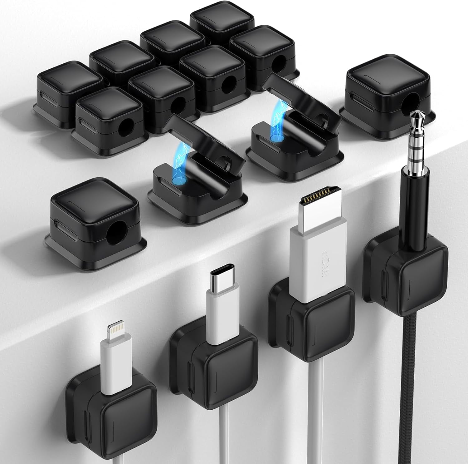 8 Pack Cord Organizer Holder,Costop Strong Adhesive Desk Cable Management Magnetic Easy Open,Organize Phone Charging Cords Wire Holder Organizer Neatly for Home,Office,Car,Desk,Nightstand