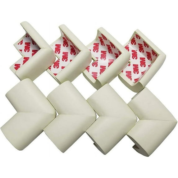 8-Pack Corner Protectors Baby Proof, Furniture Corner and Edge Safety Bumpers, Soft Rubber Foam Cushion Covers, 3M Taped Corner Guards, Baby Child Proofing Pads, Table Corner Protectors, Beige