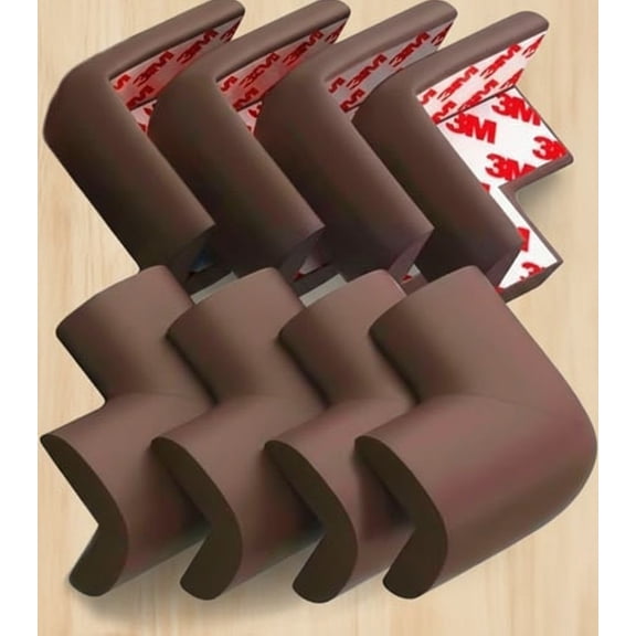 8-Pack Corner Protectors Baby Proof, Furniture Corner and Edge Safety Bumpers, Soft Rubber Foam Cushion Covers, 3M Taped Corner Guards, Baby Child Proofing Pads, Table Corner Protectors, Brown