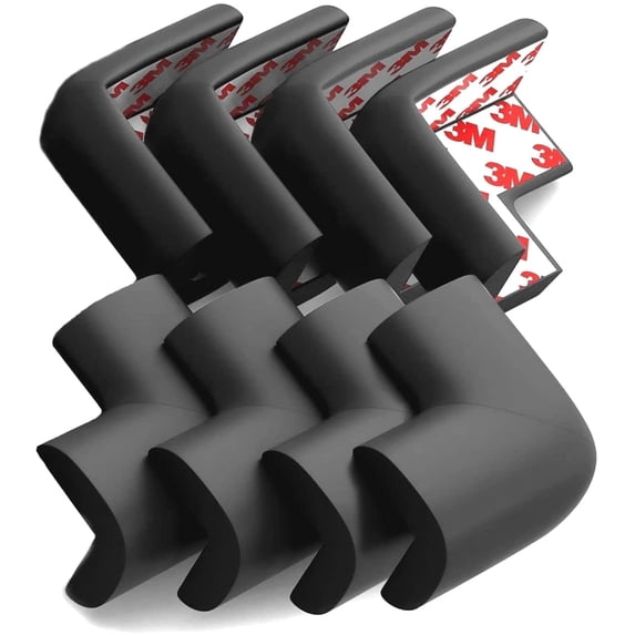 8-Pack Corner Protectors Baby Proof, Furniture Corner and Edge Safety Bumpers, Soft Rubber Foam Cushion Covers, 3M Taped Corner Guards, Baby Child Proofing Pads, Table Corner Protectors, Black