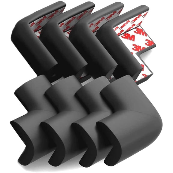 8-Pack Corner Protectors Baby Proof, Furniture Corner and Edge Safety Bumpers, Soft Rubber Foam Cushion Covers, 3M Taped Corner Guards, Baby Child Proofing Pads, Table Corner Protectors, Black