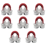 8 Pack Crosby 3/8" Forged Wire Rope Clip   G-450, 1010097, U-Bolt Clamp with Saddle & Nuts   Galvanized Red Clip for Cable, Loop, Sling Termination Use
