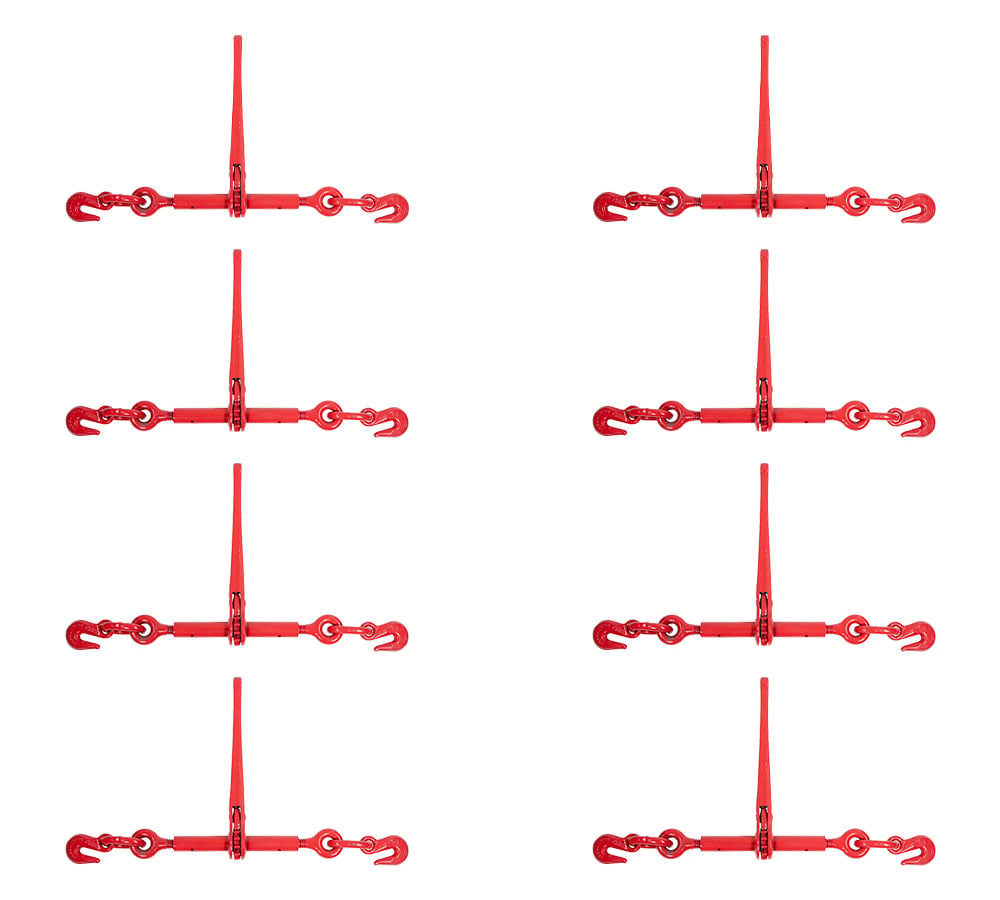 thumbnail image 1 of 8 Pack Crosby Lebus 3/8"-1/2" Heavy Duty Ratchet Lever Load Binder w/Grab Hooks 15,000 Lbs WLL | Tie Down Hauling Chain Binders for Flatbed Trailer Red, 1048422, L-140 R-7, 1 of 11