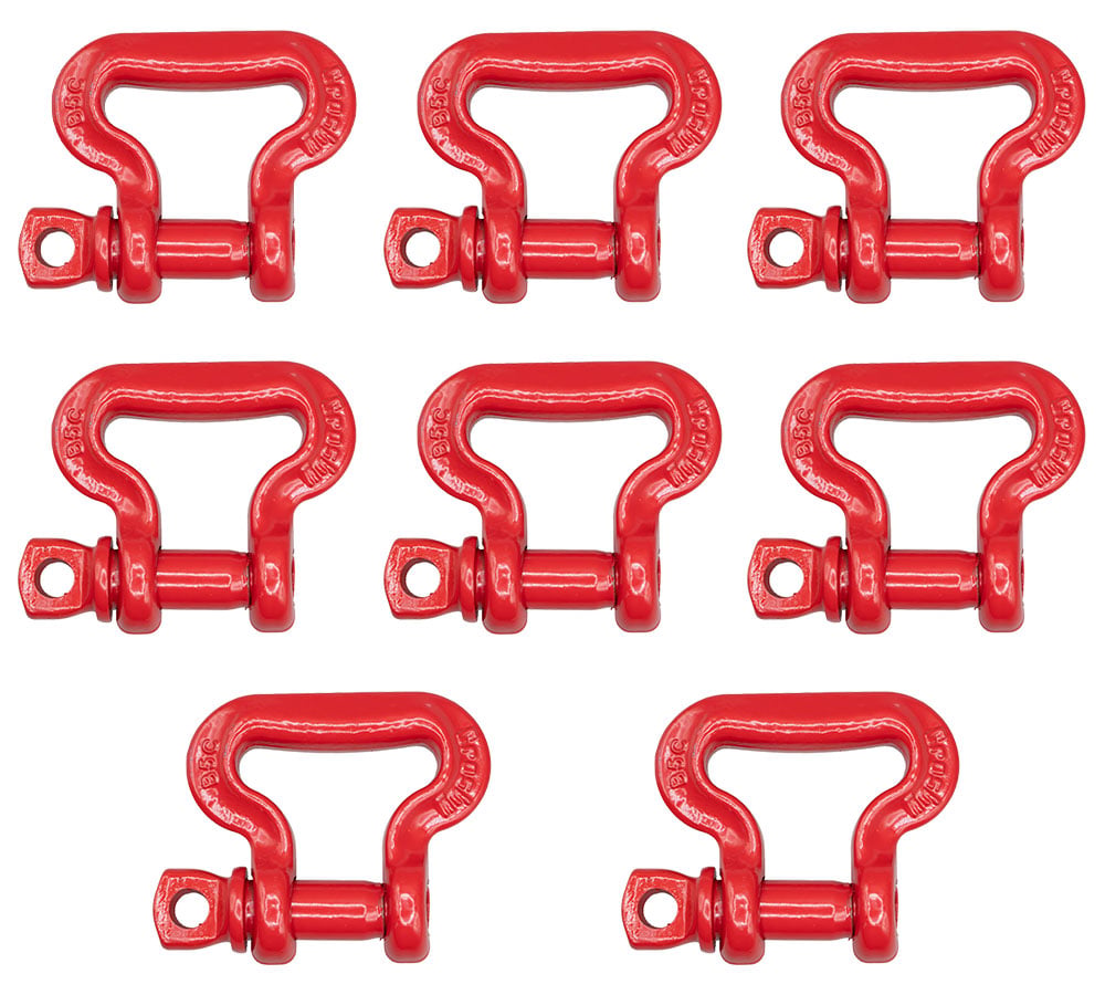 8 Pack Crosby Screw Pin Web Sling Shackle S-281 3-1/4 Ton WLL (6,500 lbs), 1021048, Red Painted Alloy Steel Compatible w/ 2-Ply Eye & Eye Web Slings, for Overhead Lifting