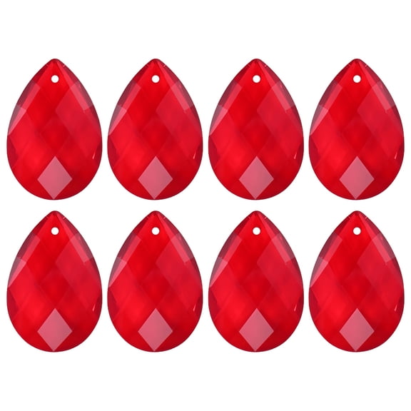 8-Pack Crystal Grid Prisms, 38mm/1.5 Inch Hanging Crystals Chandelier Prisms for Home/Windows/Garden/DIY[Bright Red]