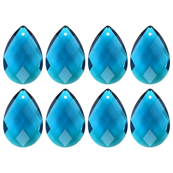 8-Pack Crystal Grid Prisms, 38mm/1.5 Inch Hanging Crystals Chandelier Prisms for Home/Windows/Garden/DIY[Peacock Blue]