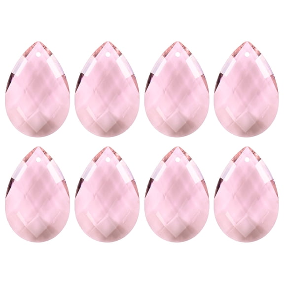 8-Pack Crystal Grid Prisms, 38mm/1.5 Inch Hanging Crystals Chandelier Prisms for Home/Windows/Garden/DIY[Pink]