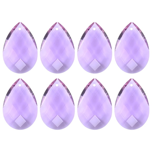 8-Pack Crystal Grid Prisms, 38mm/1.5 Inch Hanging Crystals Chandelier Prisms for Home/Windows/Garden/DIY[Purple]