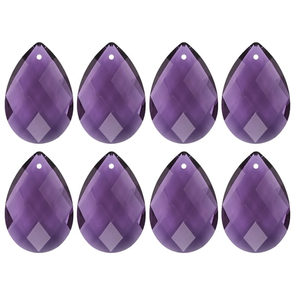8-Pack Crystal Grid Prisms, 38mm/1.5 Inch Hanging Crystals Chandelier Prisms for Home/Windows/Garden/DIY[Violet]