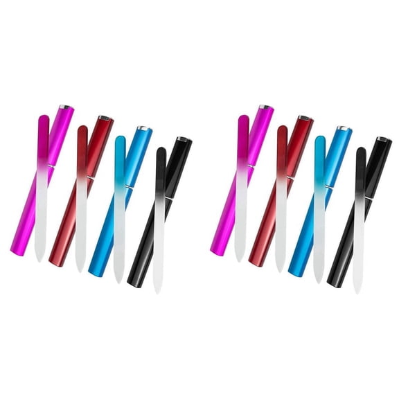 8 Pack , Crystal Nail Files with Case, Double Sided Finger Files, Professional Manicure Care