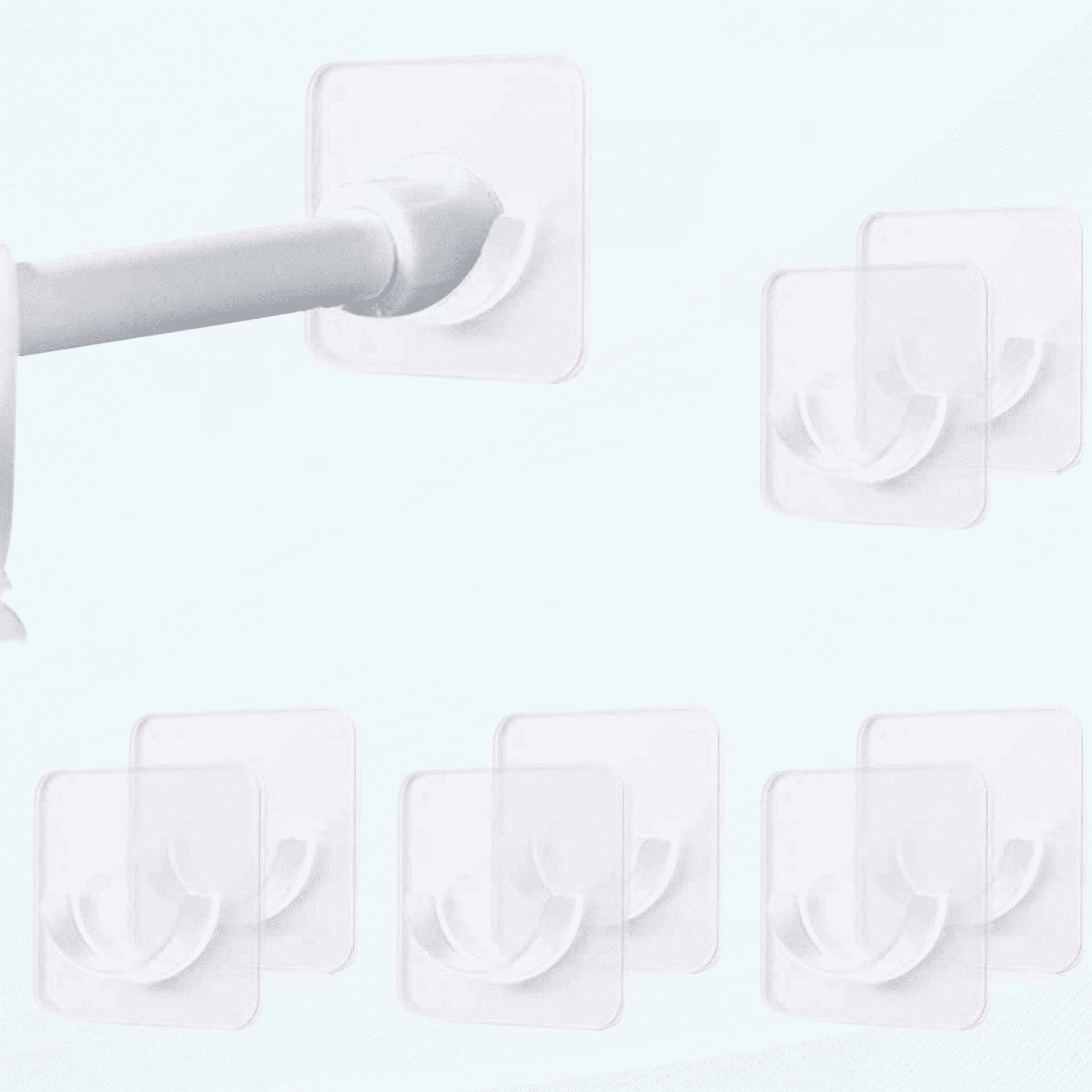 4-Pack Shower Curtain Rod Holders - No Drilling Adhesive Tension Holders With Screws, Black, 3.15 X 3.15 Inch