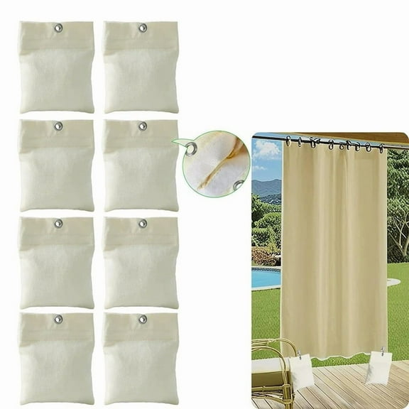 8 Pack Curtain Weights, Outdoor Curtain Sandbag Weighted Bags Drapery Weights Bottom with Metal Clips for Pergola, Gazebo, Cabana, Flags, Tablecloth(5"×6",Beige)